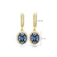 Blue Topaz CZ Stone Oval Dangle Earring 925 Silver Jewelry Blue Topaz CZ Stone Oval Dangle Earring 925 Silver Jewelry