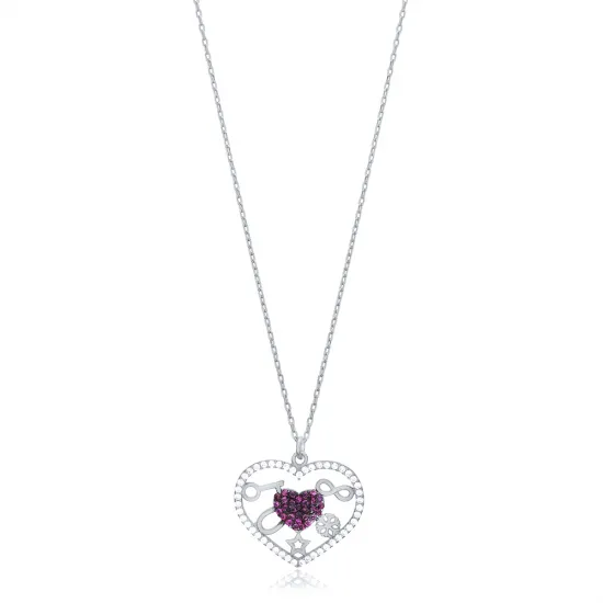 Mix Symbol Design Amethyst Heart Shaped Charm Necklace Women Jewelry 925 Silver Wholesale Mix Symbol Design Amethyst Heart Shaped Charm Necklace Women Jewelry 925 Silver Wholesale
