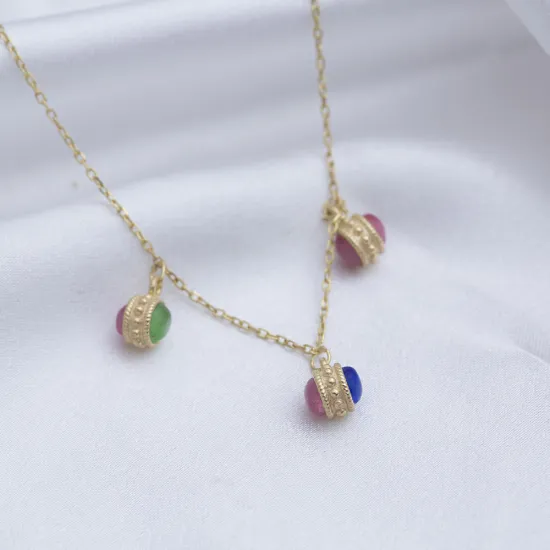 Mix Colorful Shaker Ball 925 Sterling Silver Necklace | 925 Sterling Silver Wholesale | Sade Silver Mix Colorful Shaker Ball 925 Sterling Silver Necklace - Sade 925 Silver Jewelry