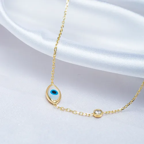 Shell Evil Eye 925 Sterling Silver Anklet