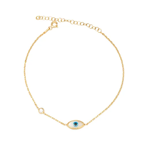 Shell Evil Eye 925 Sterling Silver Anklet