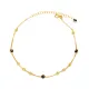 Black Evil Eye Stone Ball Square Chain Silver Anklet