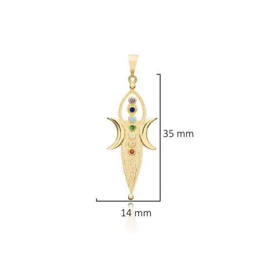 Mother Earth Body Chakras Mix CZ 925 Silver Pendant