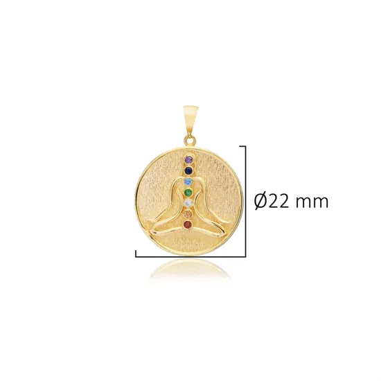 Body Chakras Design Mix Stone Charm Silver Jewelry
