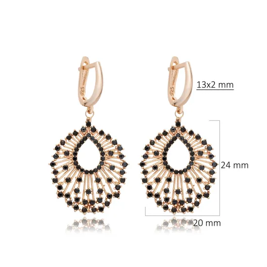 Cubic Black CZ Dangle 925 Sterling Silver Earrings Cubic Black CZ Dangle 925 Sterling Silver Earrings