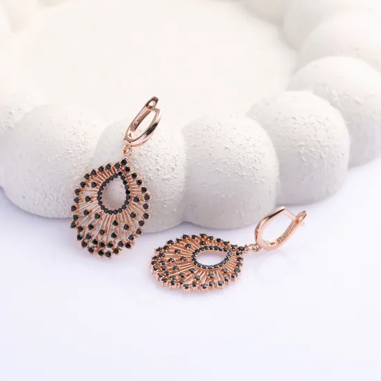 Cubic Black CZ Dangle 925 Sterling Silver Earrings Cubic Black CZ Dangle 925 Sterling Silver Earrings