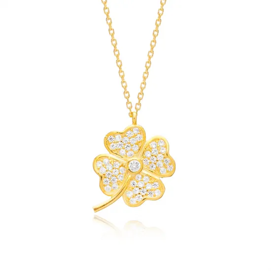 Turkish Clover CZ 925 Sterling Silver Necklace Turkish Clover CZ 925 Sterling Silver Necklace