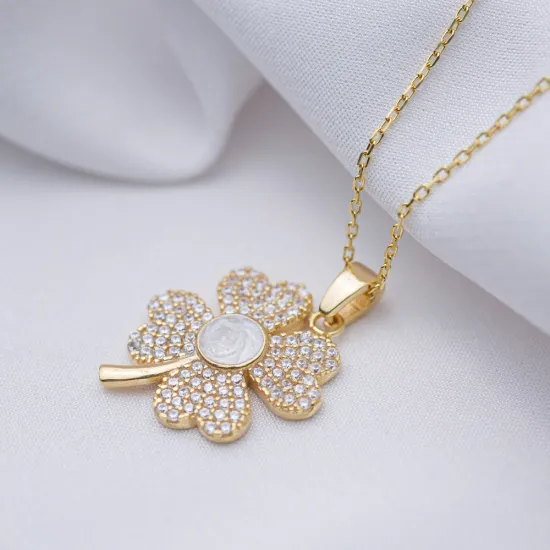 Turkish Clover CZ 925 Sterling Silver Necklace Turkish Clover CZ 925 Sterling Silver Necklace