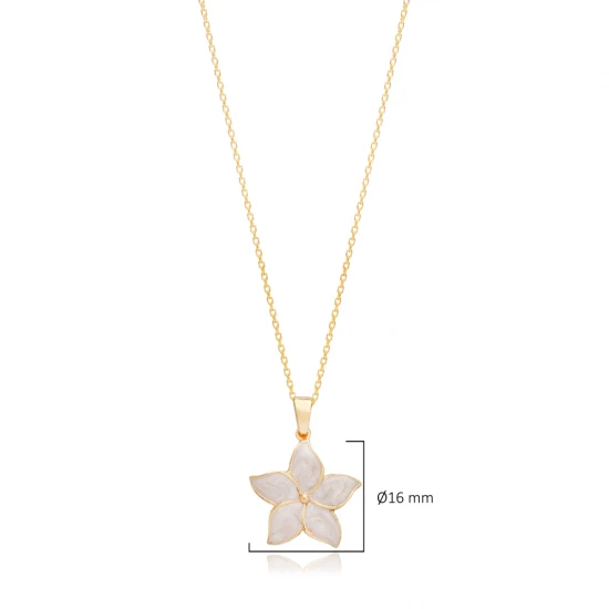 Enamel Star Flower 925 Sterling Silver Necklace - Sade 925 Silver Jewelry