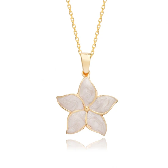 Enamel Star Flower 925 Sterling Silver Necklace - Sade 925 Silver Jewelry
