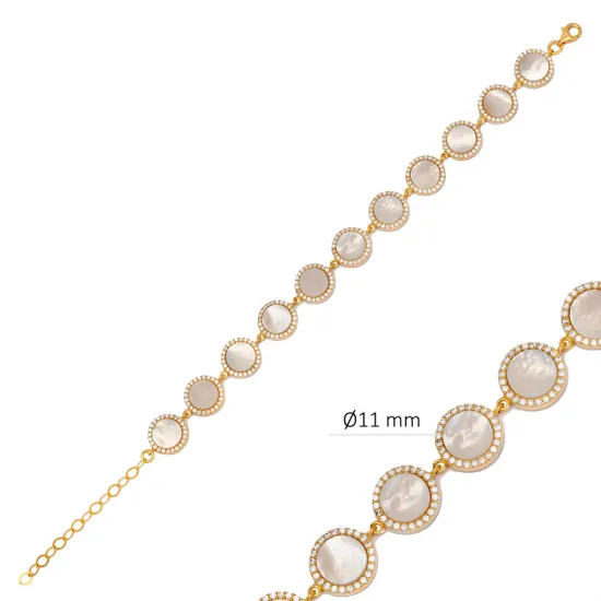 Round Design Mother of Pearl CZ Stone Turkish Handmade Jewelry Wholesale 925 Sterling Silver Bracelet Round Design Mother of Pearl CZ Stone Turkish Handmade Jewelry Wholesale 925 Sterling Silver Bracelet