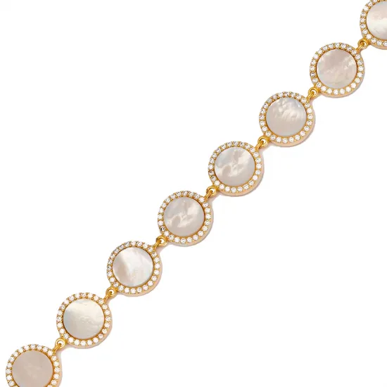 Round Design Mother of Pearl CZ Stone Turkish Handmade Jewelry Wholesale 925 Sterling Silver Bracelet Round Design Mother of Pearl CZ Stone Turkish Handmade Jewelry Wholesale 925 Sterling Silver Bracelet
