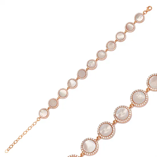 Round Design Mother of Pearl CZ Stone Turkish Handmade Jewelry Wholesale 925 Sterling Silver Bracelet Round Design Mother of Pearl CZ Stone Turkish Handmade Jewelry Wholesale 925 Sterling Silver Bracelet