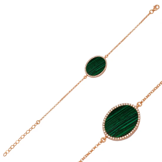 Malachite Oval 925 Sterling Silver Bracelet Malachite Oval 925 Sterling Silver Bracelet