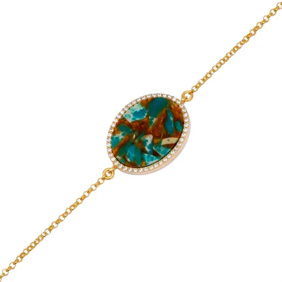 Oval Turquoise 925 Sterling Silver Bracelet Oval Turquoise 925 Sterling Silver Bracelet