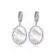 Mother Of Pearl CZ Oval Dangle Sterling Silver Earrings Mother Of Pearl CZ Oval Dangle Sterling Silver Earrings