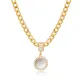 Mother Of Pearl CZ Round Shape Sterling Silver Necklace Mother Of Pearl CZ Round Shape Sterling Silver Necklace