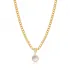 Mother Of Pearl CZ Round Shape Sterling Silver Necklace