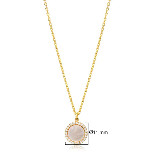 Mother Of Pearl CZ New Trend Sterling Silver Necklace
