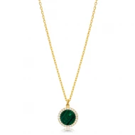 11mm Malachite CZ 925 Sterling Silver Necklace