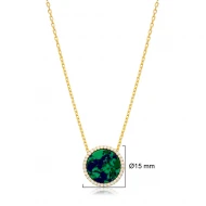 CZ Azurite Round Shape 925 Sterling Silver Necklace