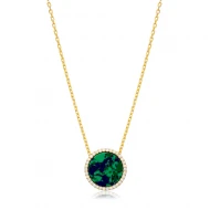 CZ Azurite Round Shape 925 Sterling Silver Necklace