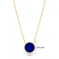 Lapis Lazuli And CZ Round 925 Sterling Silver Necklace