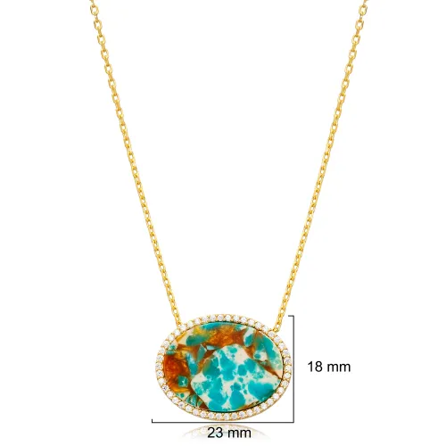 Turquoise CZ Stone Oval Design Charm Necklace Turkish Handmade Jewelry Wholesale 925 Sterling Silver Turquoise CZ Stone Oval Design Charm Necklace Turkish Handmade Jewelry Wholesale 925 Sterling Silver