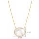 Mother of Pearl CZ Stone Oval Shape Turkish Jewelry Wholesale 925 Sterling Silver Charm Necklace