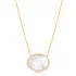 Mother of Pearl CZ Stone Oval Shape Turkish Jewelry Wholesale 925 Sterling Silver Charm Necklace