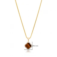 Tiger Eye CZ Clover Shape 925 Sterling Silver Necklace