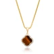 Tiger Eye CZ Clover Shape 925 Sterling Silver Necklace Tiger Eye CZ Clover Shape 925 Sterling Silver Necklace