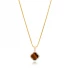 Tiger Eye CZ Clover Shape 925 Sterling Silver Necklace