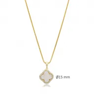 Mother of Pearl Clover Charm Necklace 925 Silver Jewelry