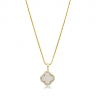 Mother of Pearl Clover Charm Necklace 925 Silver Jewelry