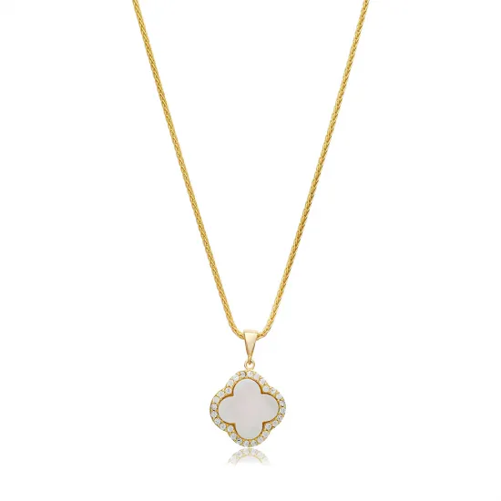 Mother Of Pearl Clover 925 Sterling Silver Necklace Mother Of Pearl Clover 925 Sterling Silver Necklace