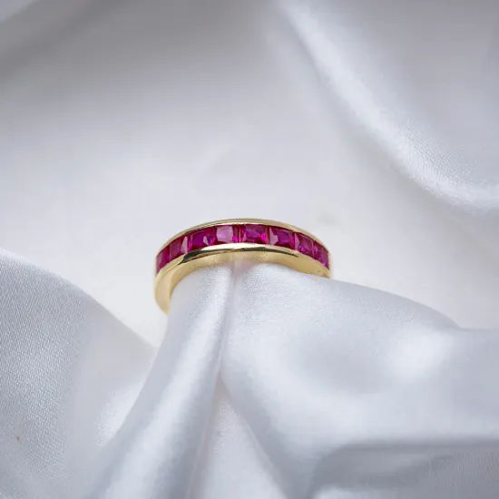 Band Ruby CZ Ring in 925 Sterling Silver Band Ruby CZ Ring in 925 Sterling Silver