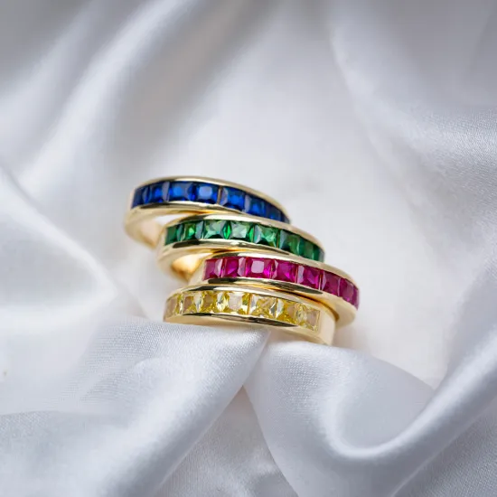 Band Ruby CZ Ring in 925 Sterling Silver Band Ruby CZ Ring in 925 Sterling Silver