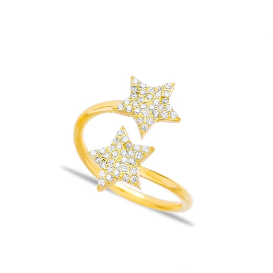 Double Side CZ Star Wrap 925 Sterling Silver Ring Double Side CZ Star Wrap 925 Sterling Silver Ring