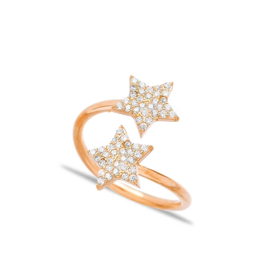 Double Side CZ Star Wrap 925 Sterling Silver Ring Double Side CZ Star Wrap 925 Sterling Silver Ring