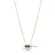 Tiny Dark Blue Enamel Evil Eye Sterling Silver Necklace