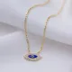 Tiny Dark Blue Enamel Evil Eye Sterling Silver Necklace