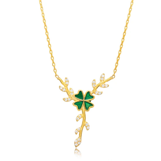 Handcrafted Clover 925 Sterling Silver Necklace - Sade 925 Silver Jewelry