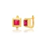 Ruby CZ Square Latch Back 925 Sterling Silver Earrings