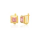 Pink CZ Square Latch Back 925 Sterling Silver Earrings | 925 Sterling Silver Wholesale | Sade Silver Pink CZ Square Latch Back 925 Sterling Silver Earrings - Sade 925 Silver Jewelry