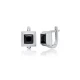 Black CZ Square Latch Back 925 Sterling Silver Earrings | 925 Sterling Silver Wholesale | Sade Silver Black CZ Square Latch Back 925 Sterling Silver Earrings - Sade 925 Silver Jewelry