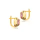Round Design Cute Pink CZ Sterling Silver Latch Back Earring Round Design Cute Pink CZ Sterling Silver Latch Back Earring