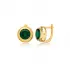 Round Design Emerald CZ Turkish Silver Latch Back Earrings