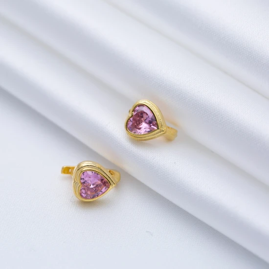 Heart Shape Pink CZ Latch Back Sterling Silver Earrings - Sade 925 Silver Jewelry