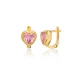 Heart Shape Pink CZ Latch Back Sterling Silver Earrings - Sade 925 Silver Jewelry